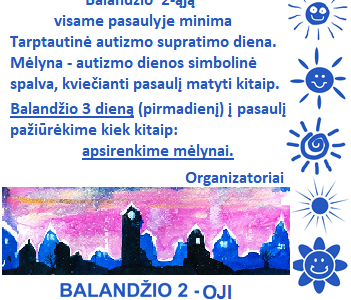 Balandžio 2 – Pasaulinė autizmo supratimo diena