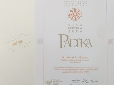 Padėka už dalyvavimą tradicinius šokius puoselėjančių Lietuvos mokyklų konkurse „Visa Lietuva šoka“ Padėka už dalyvavimą tradicinius šokius puoselėjančių Lietuvos mokyklų konkurse „Visa Lietuva šoka“